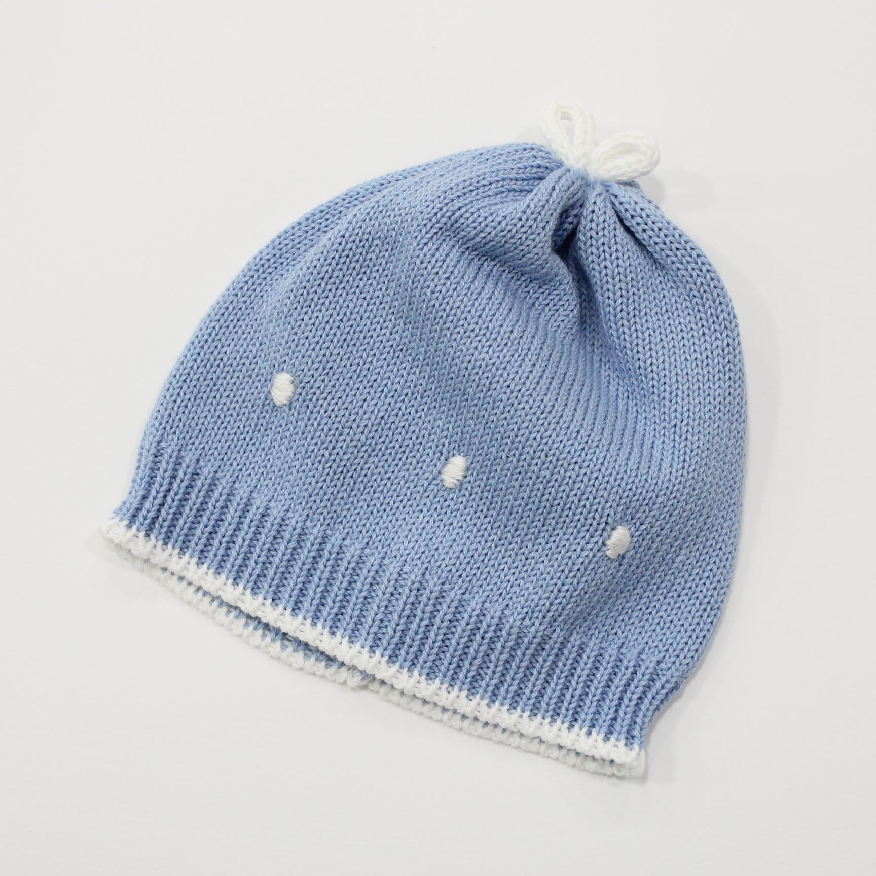 CAPPELLO NEONATO CON RICAMI in cotone TEDDY CAPPELLO CIELO PICCOLA GIUGGIOLA 