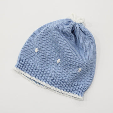 CAPPELLO NEONATO CON RICAMI in cotone TEDDY CAPPELLO CIELO PICCOLA GIUGGIOLA 