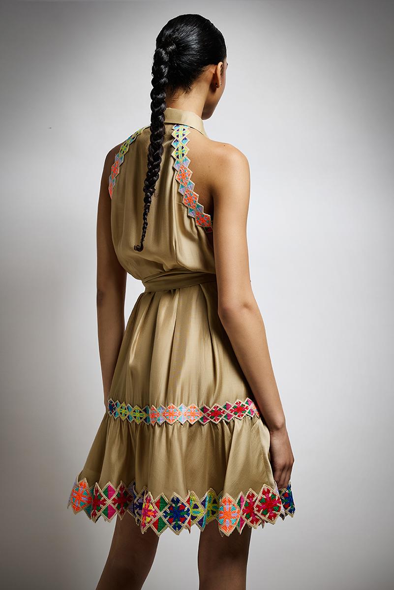 abito con collo a camicia T4520 BEIGE TWINS 