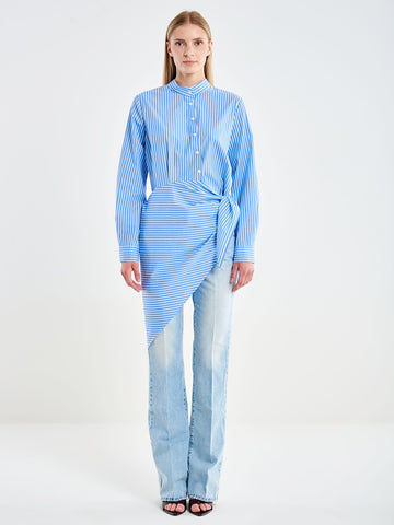 camicia a righe con nodo TAB3040 BIA/AZZ VICOLO 