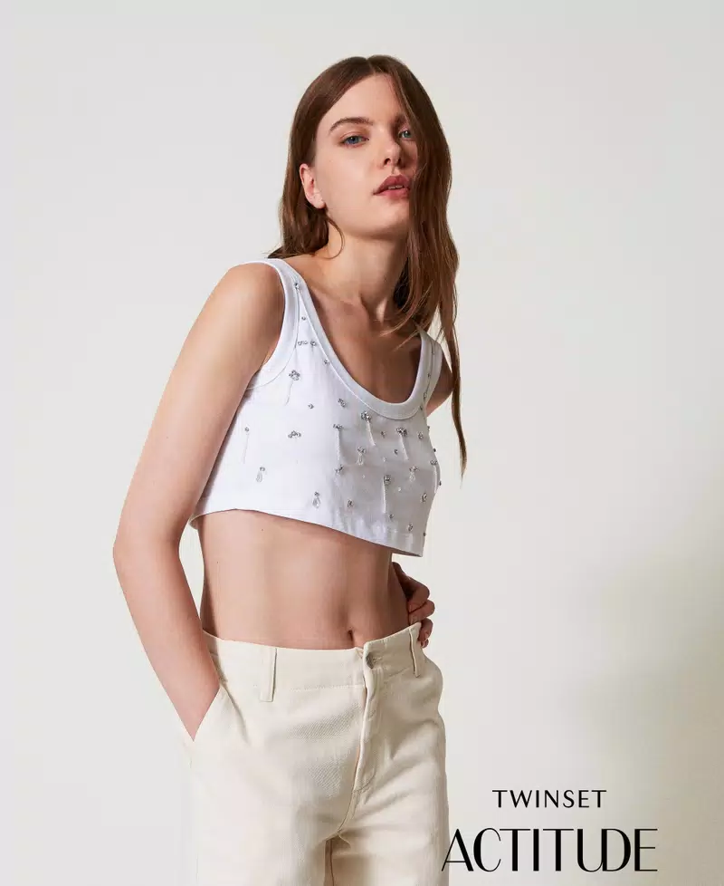 top cropped con applicazioni 251AP2222 00840 TWINSET ACTITUDE 