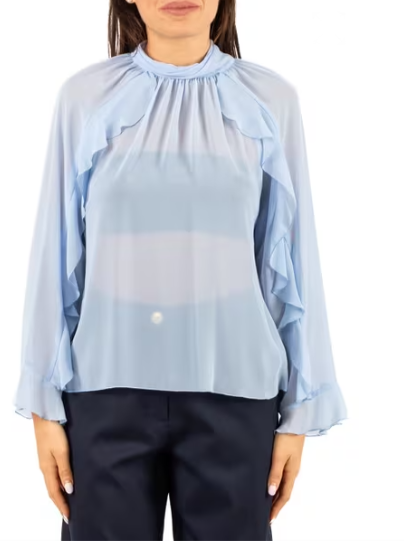 blusa in raso H.M3064.4444 56.CELESTE HANITA 