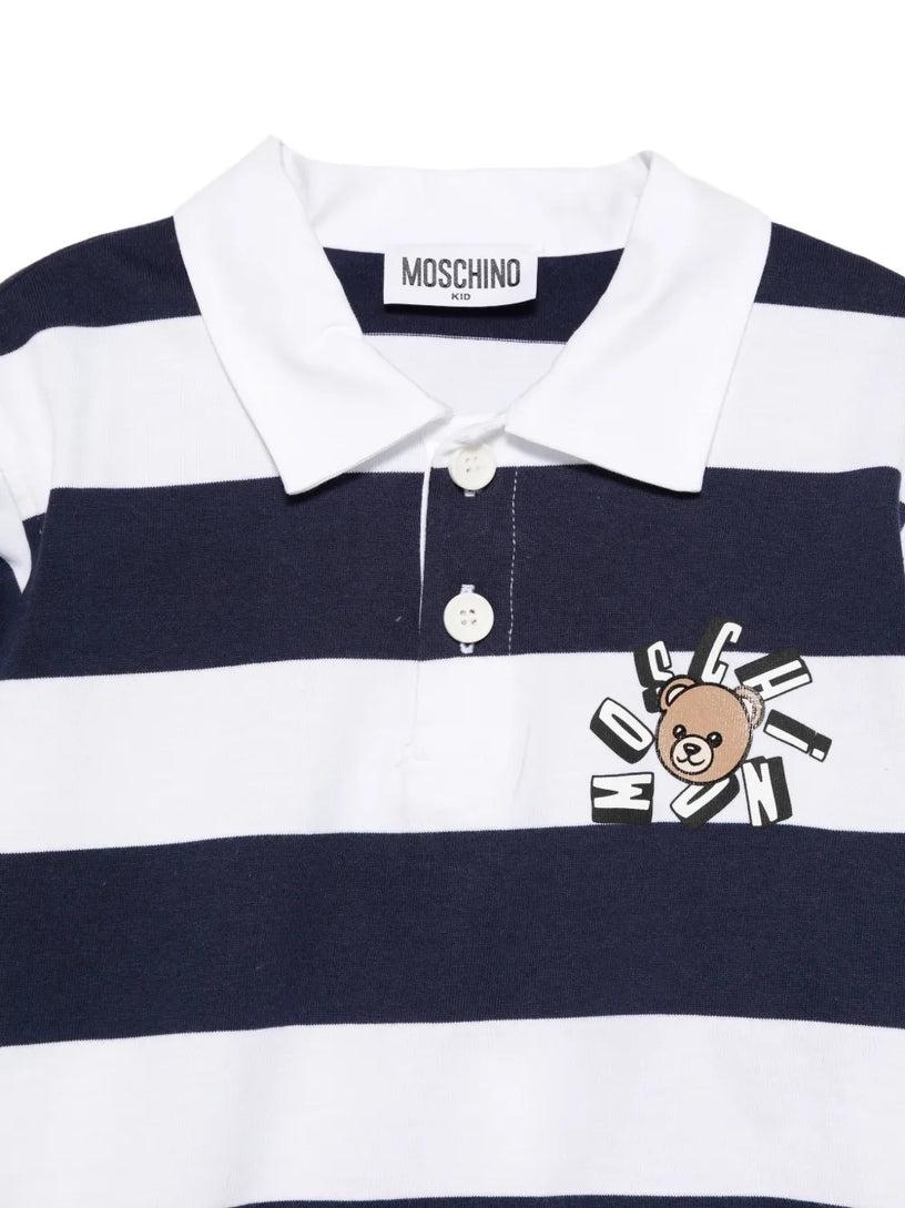 polo a righe con logo HUO010 LAE09 83685 MOSCHINO KIDS 