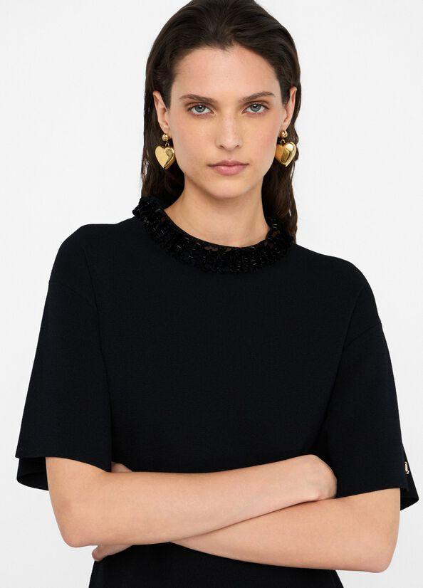abito con pailettes CF5035MS55N 22222 LIU JO BLACK 