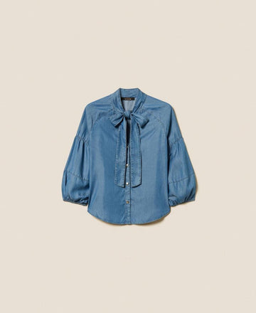 camicia jeans con fiocco 261AT2054 07283 TWINSET ACTITUDE 