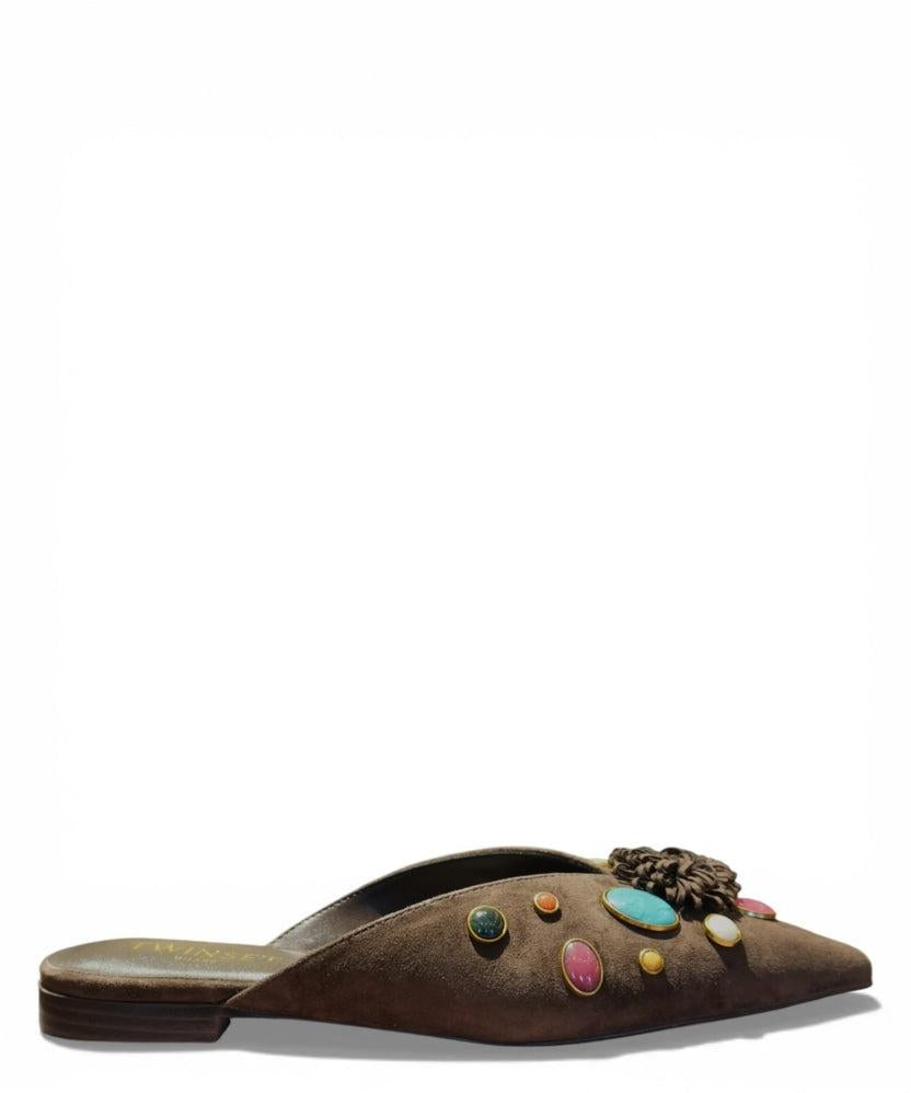 Sabot in suede con pietre applicate 261TGT060 12110 TWINSET 