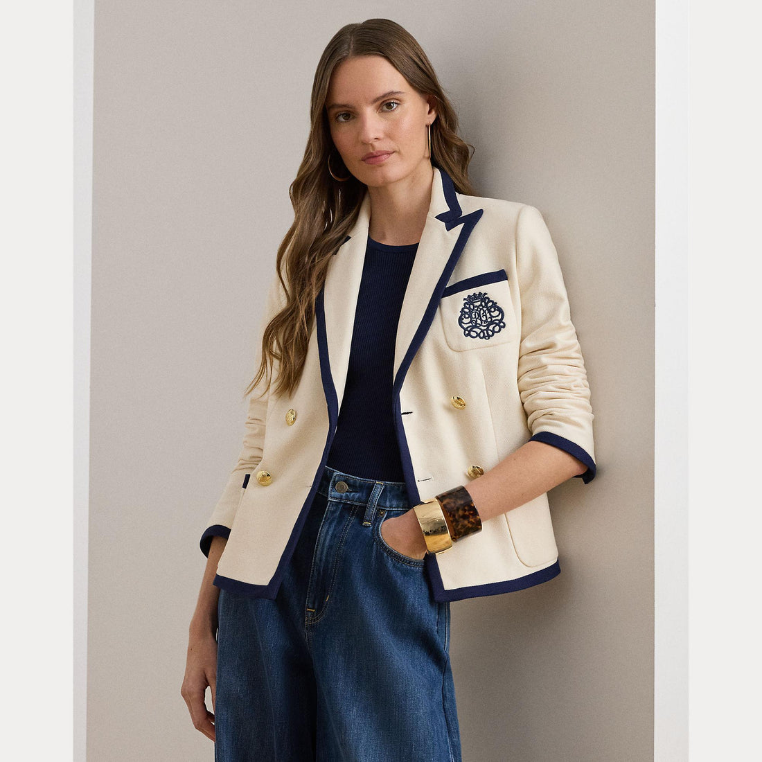 blazer doppiopetto in piquè 200-P09081 001 LAUREN RALPH LAUREN 