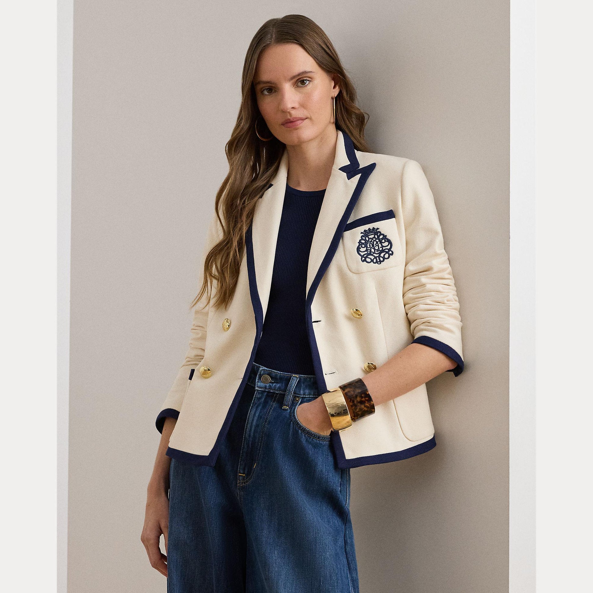 blazer doppiopetto in piquè 200-P09081 001 LAUREN RALPH LAUREN 