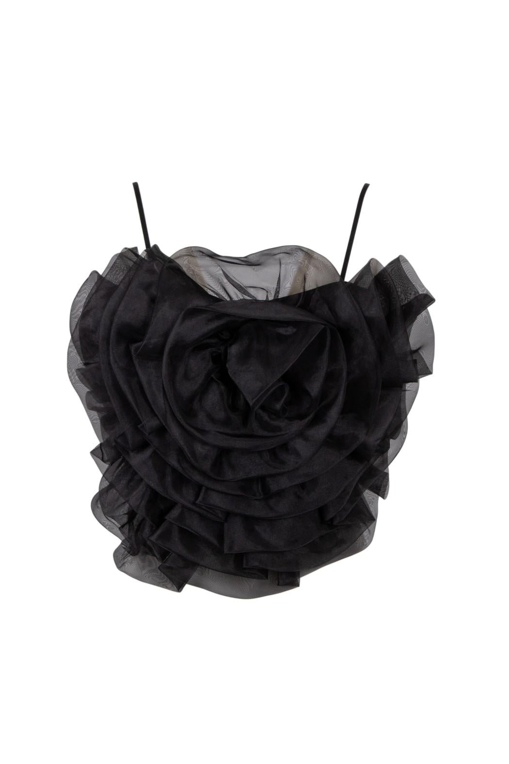 top con maxi fiore TAORMINA NERO ODI' ODI' 