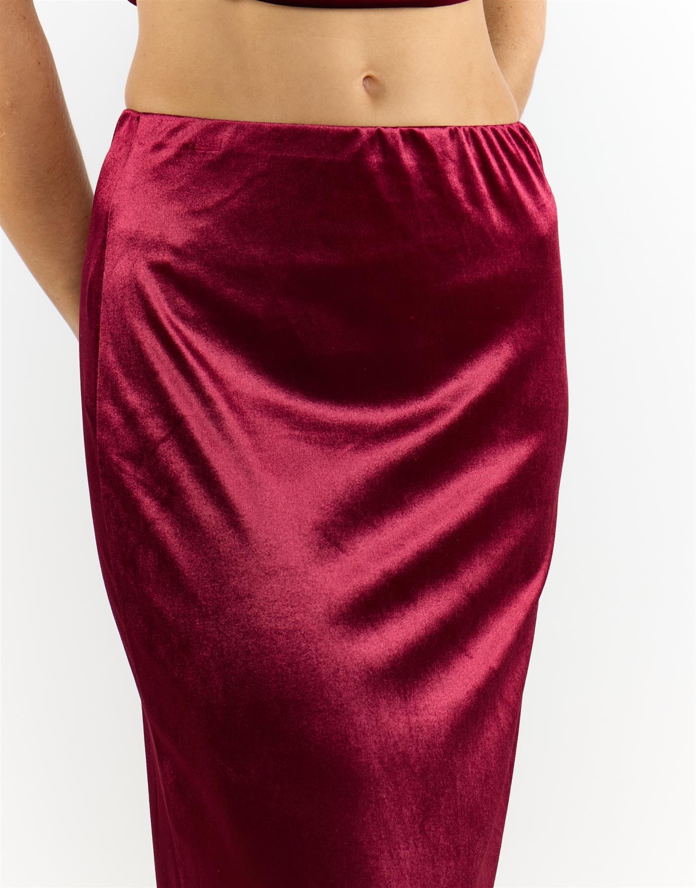 gonna lunga in velluto KA7384 BURGU GLAMOROUS 