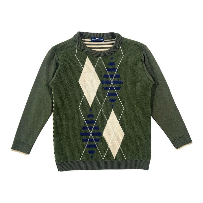 maglioncino con fantasia in contrasto MF4417R VERDE/BEIGE/ROYAL MANUELL&FRANK 