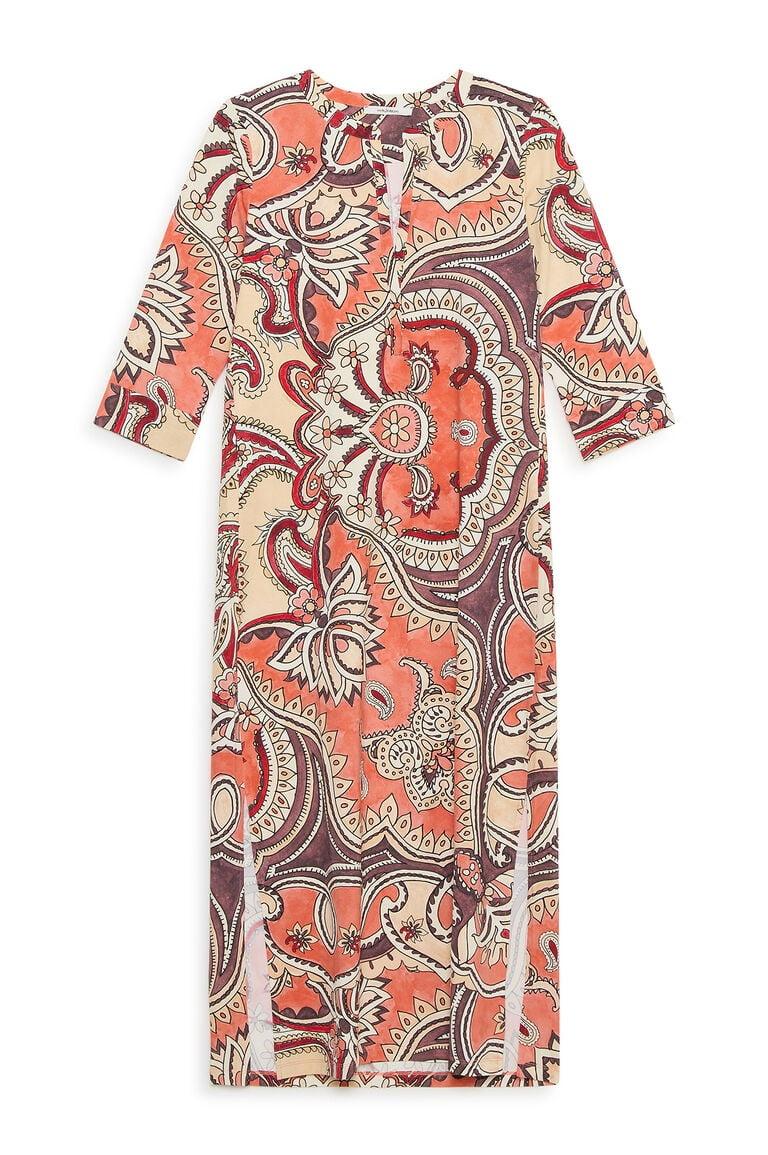 abito hippie JF6673 70671 B3107 SALMONE/BIANCO/M MALI'PARMI 