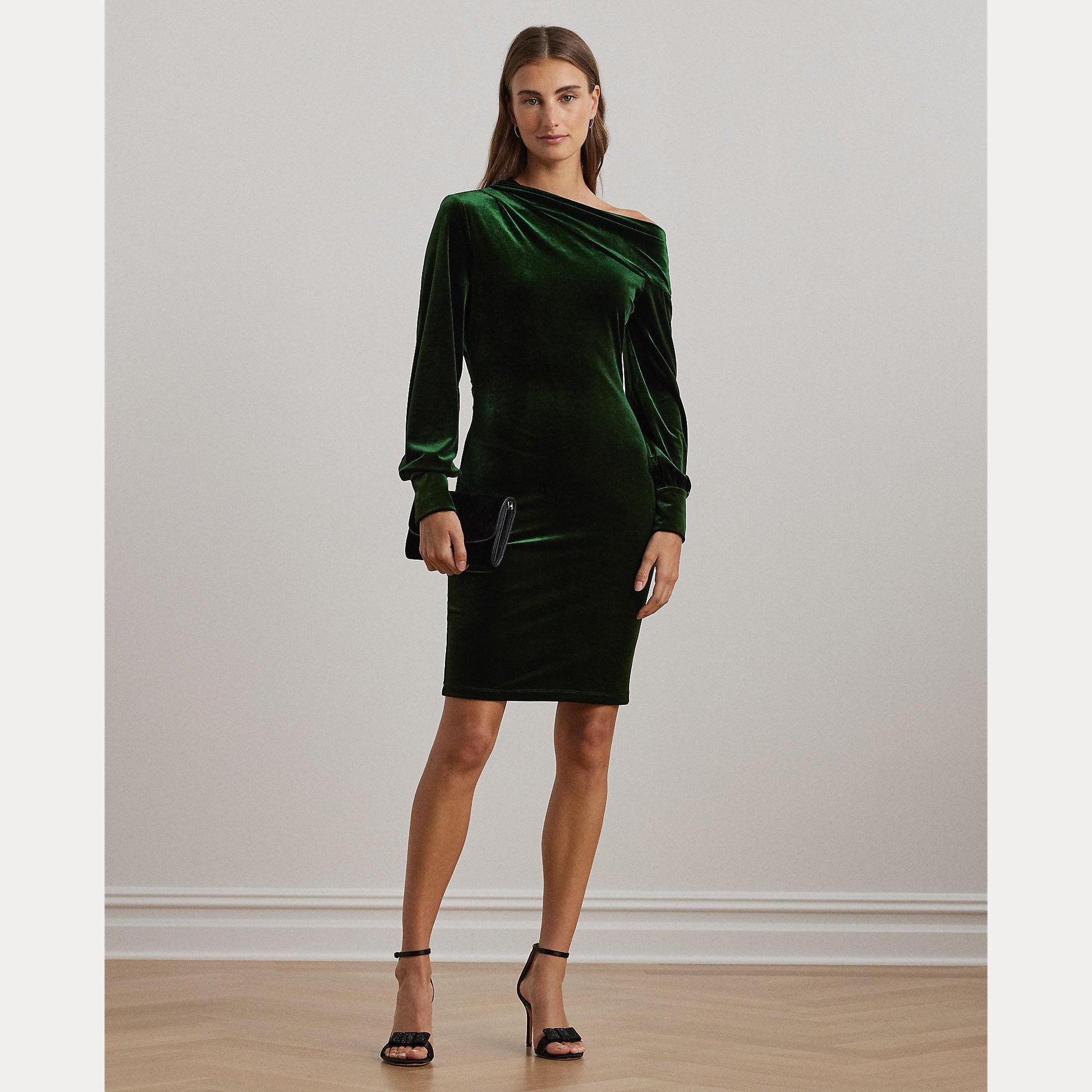 abito in velluto monospalla 250-951820 002 LAUREN RALPH LAUREN 