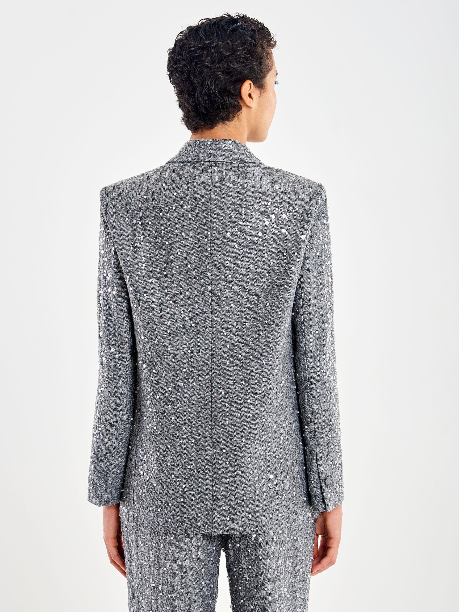 giacca con perle e pailettes TF0105 ARGENTO VICOLO 
