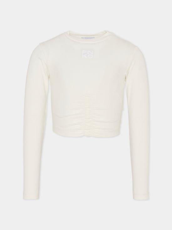 t-shirt cropped con logo KFTS023 JE013 0065 PINKO 