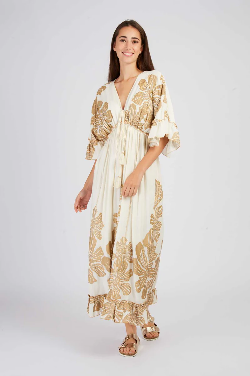 abito lungo stile bohèmien P515007 ECRU DERHY 