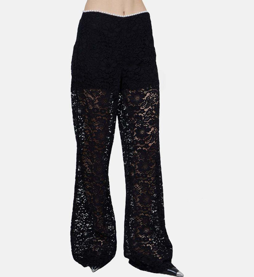 pantalone con fiori in pizzo 080910/838 BLACK EDWARD ACHOUR PARIS 