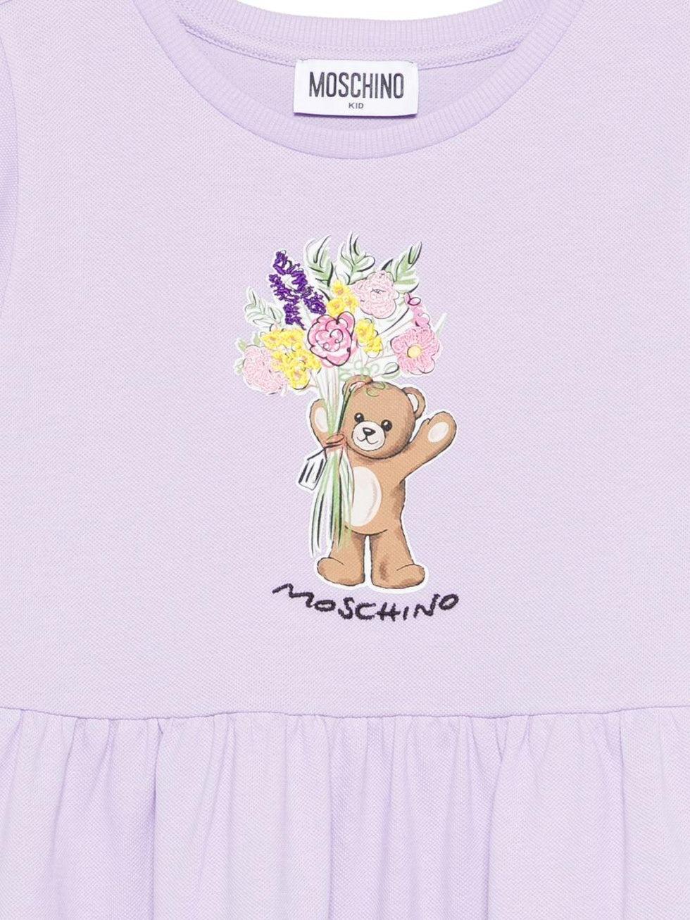 abito con ricamo fiori HDV0HQ LFA06 51683 MOSCHINO KIDS 