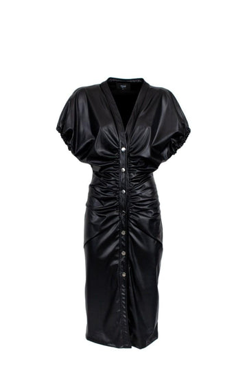 abito midi in ecopelle CHUNKY 112W5D6 NERO TPN 