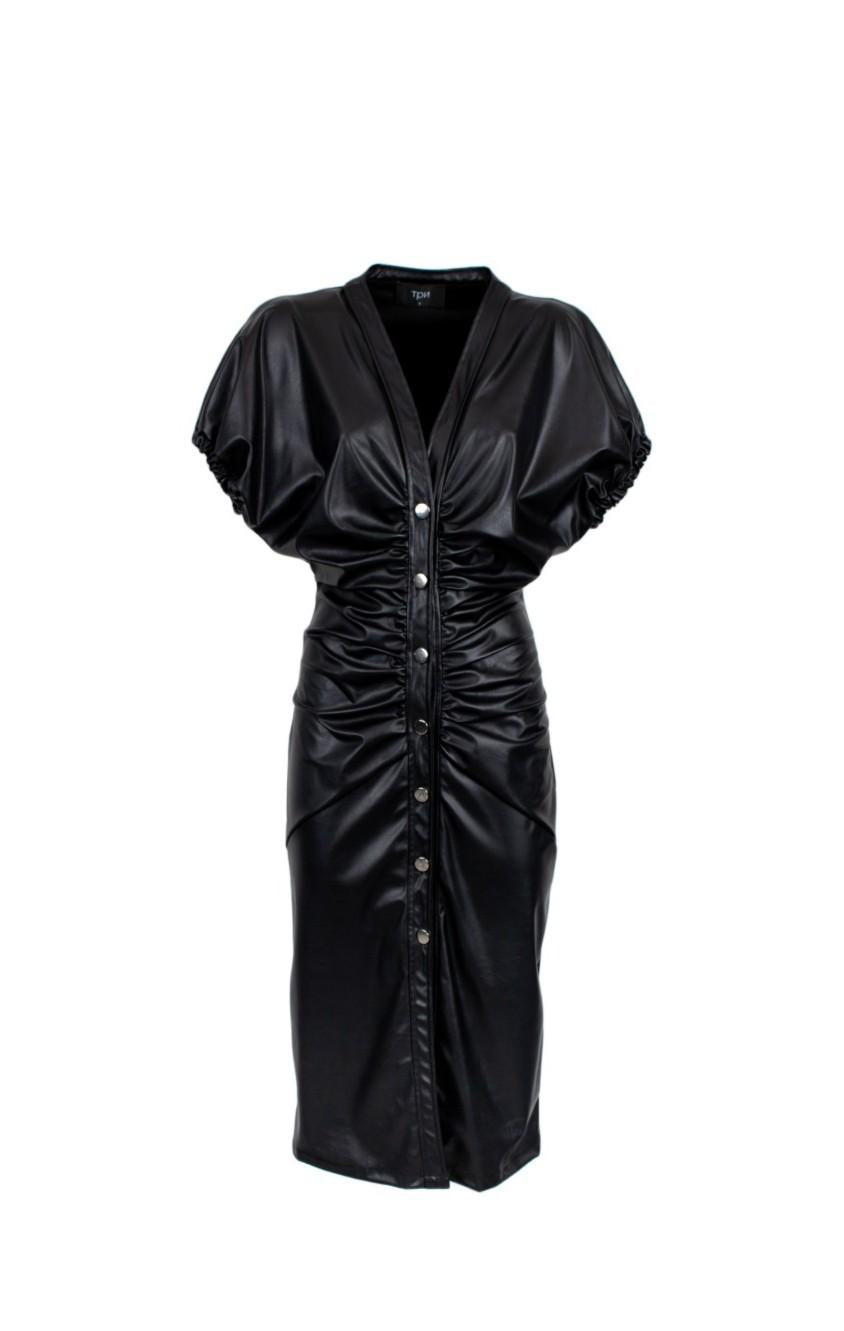 abito midi in ecopelle CHUNKY 112W5D6 NERO TPN 