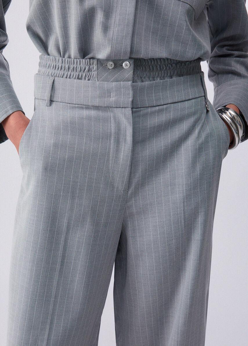 pantalone a palazzo gessato WA6099T349A P9686 LIU JO WHITE 