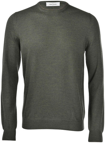 maglia girocollo con toppe alcantara 55183 14264 499 GRAN SASSO 
