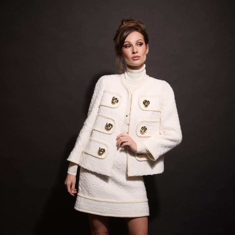 giacca con bottoni gioiello 090117/922 IVORY EDWARD ACHOUR PARIS 
