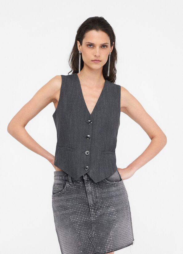 gilet in denim UF5226D0266 87457 LIU JO DENIM 