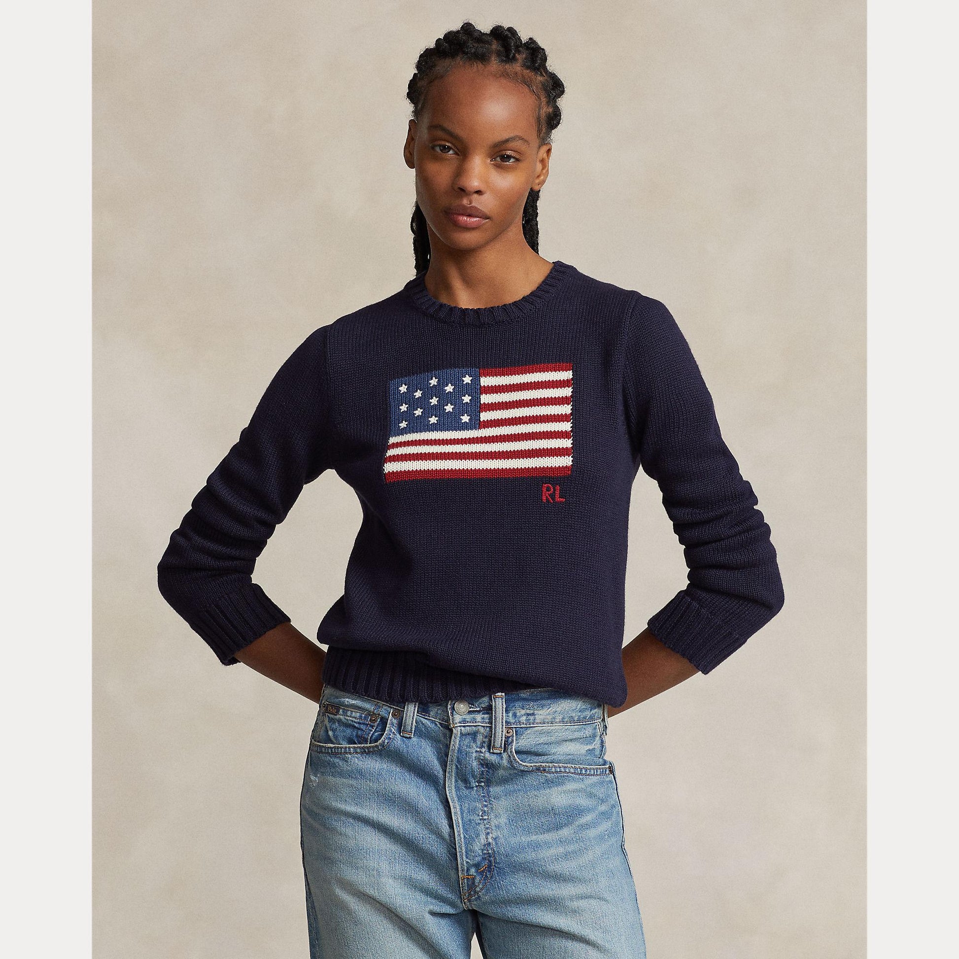 maglione girocollo con bandiera 211-896939 001 RALPH LAUREN POLO 