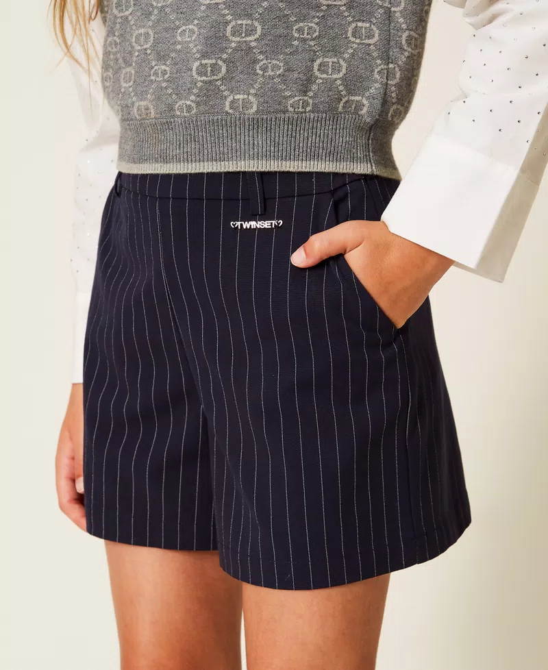 shorts gessato con logo 252GJ2041 12713 TWINSET GIRL 