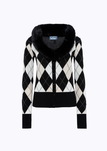 cardigan con collo faux fur RF4192MS14G N9613 Blugirl 