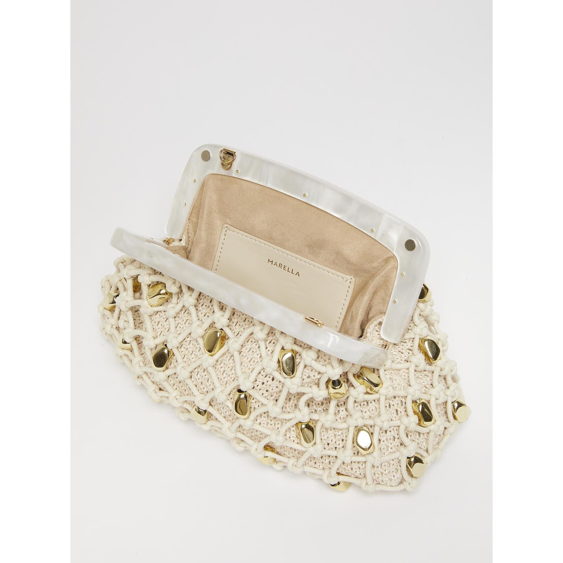 Borsa in rafia con perle MLAFASCIA 003 MARella ACCESSORI 