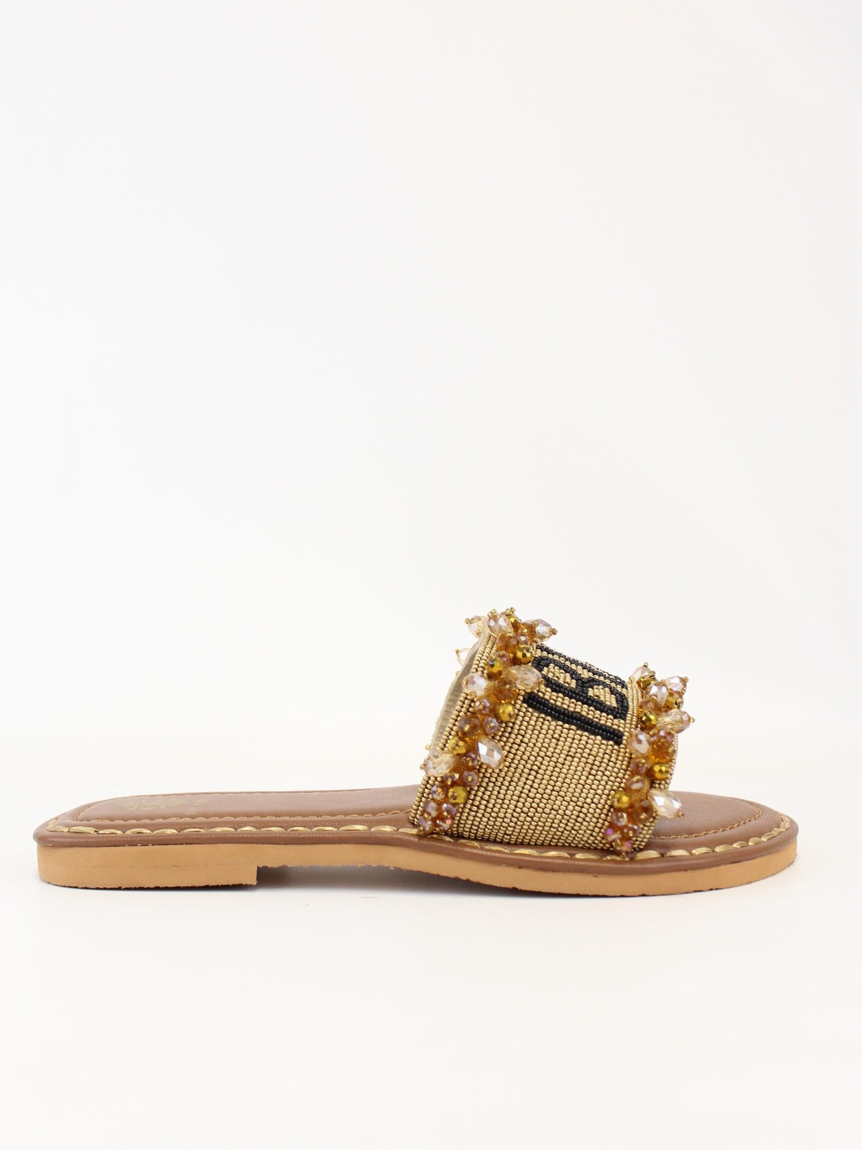 ciabatta ibiza con perline e gioielli IBIZA GOLD BLACK DE SIENA 