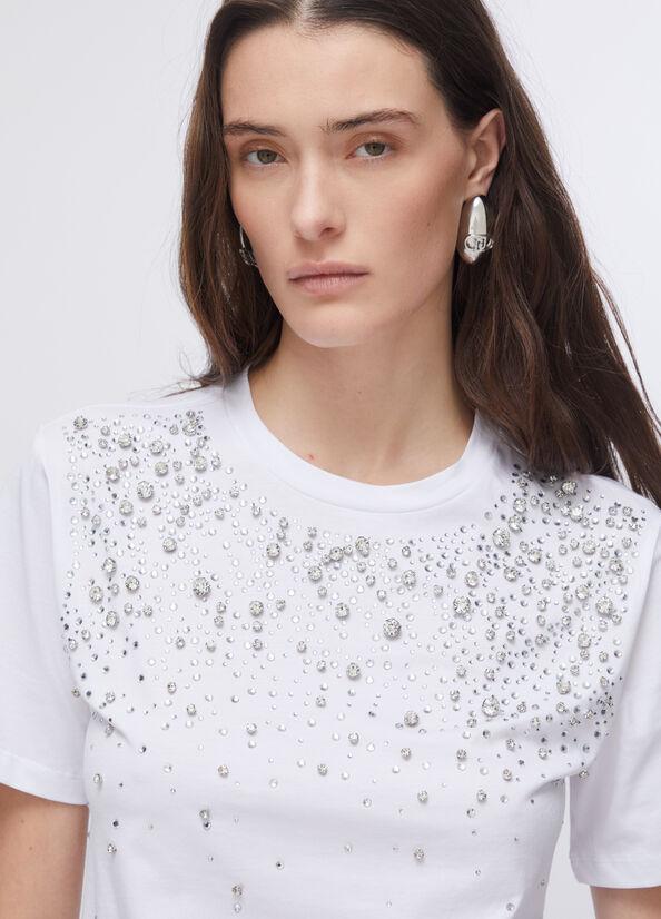 t-shirt con gioiello CA6193J3868 11111 LIU JO BLACK 