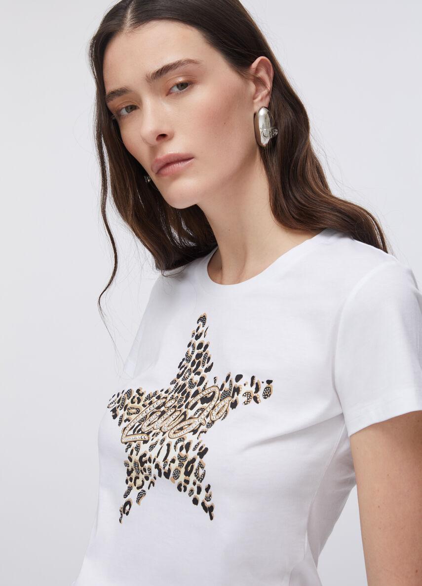 t-shirt con stampa strass WA6493JS923 P9656 LIU JO WHITE 