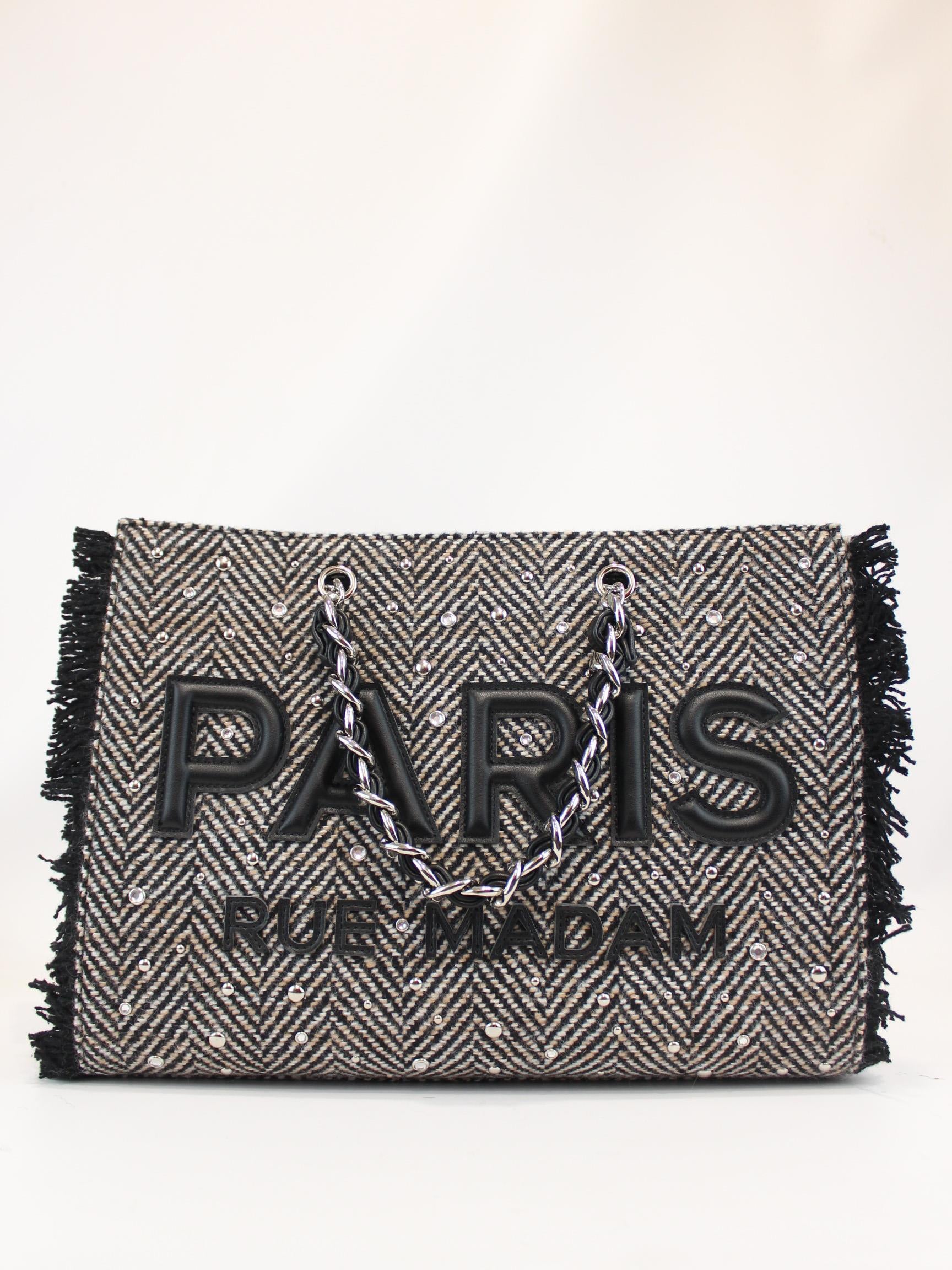borsa harris 1516 TWEED BLACK RUE MADAM PARIS 
