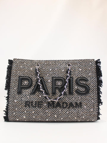 borsa harris 1516 TWEED BLACK RUE MADAM PARIS 