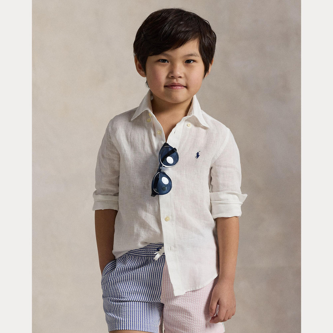 camicia in lino con pony 322-967600 003 RALPH LAUREN POLO 