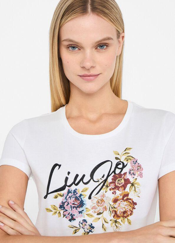 t-shirt con stampa MF5456JS923 P9165 LIU JO WHITE 