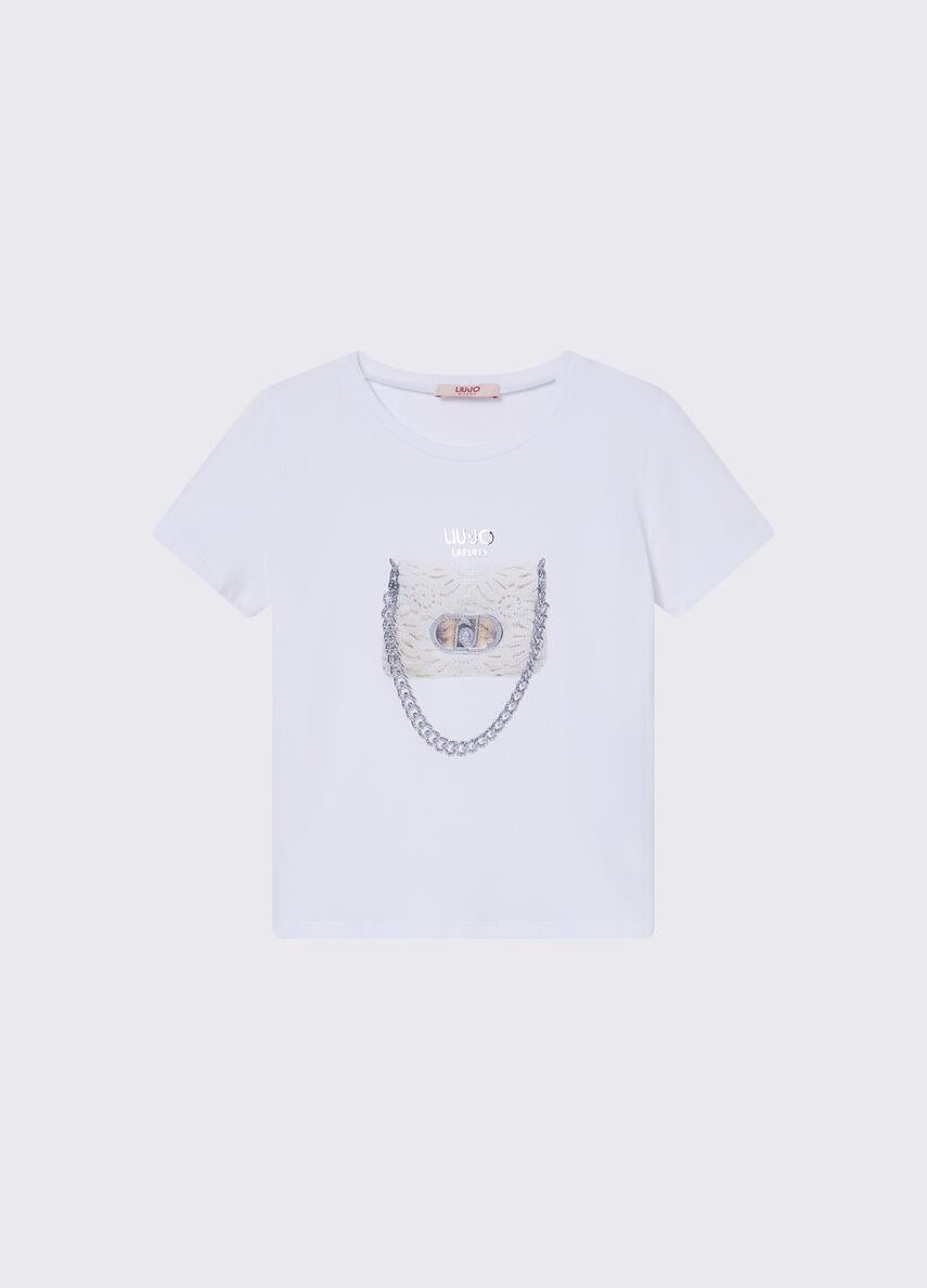 t-shirt con applicazioni GA6046JS003 V9926 LIU JO JUNIOR 