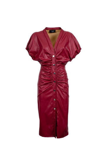 abito midi in ecopelle CHUNKY 112W59Y BORGOGNA TPN 