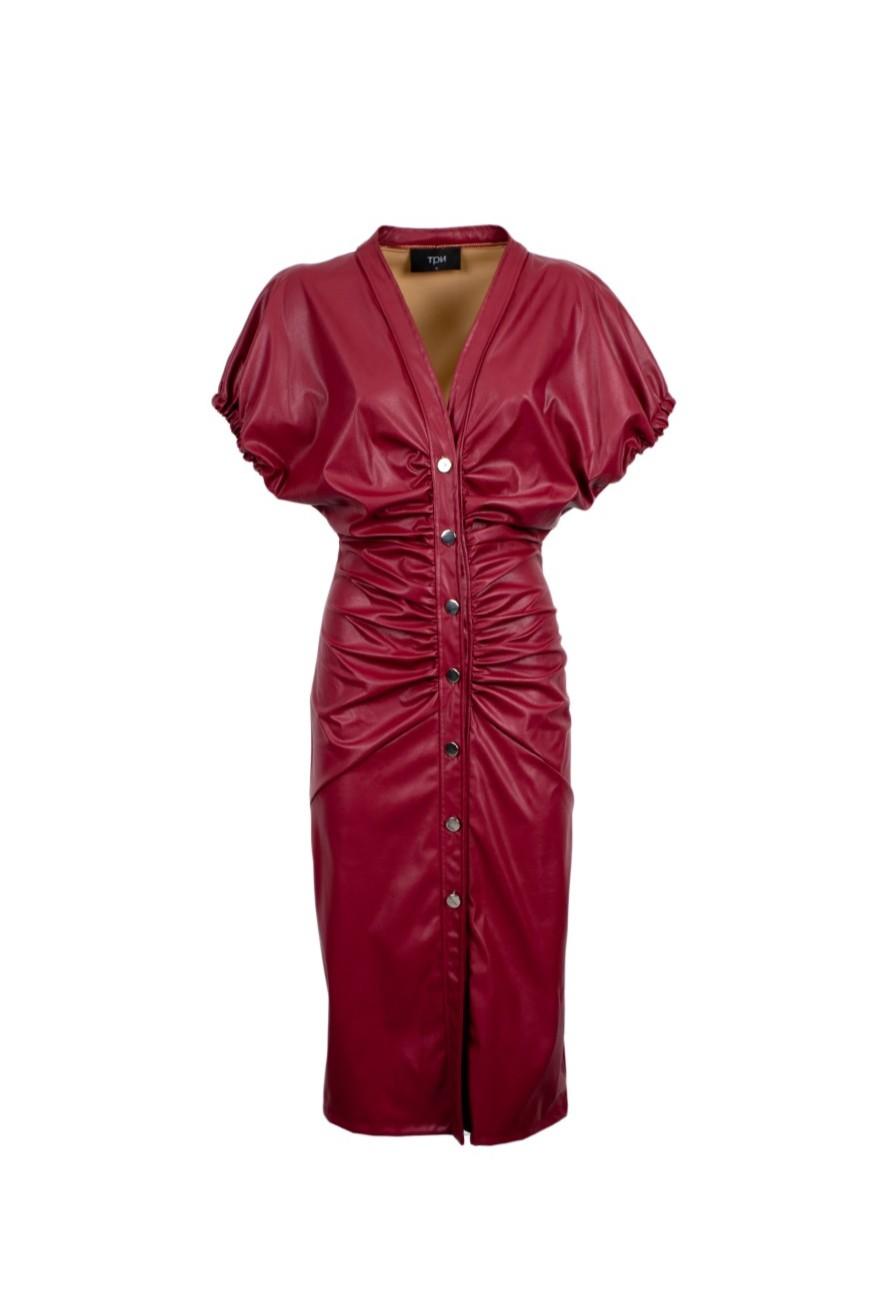 abito midi in ecopelle CHUNKY 112W59Y BORGOGNA TPN 