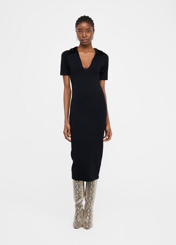 abito con pailettes al collo CF5037MS55N 22222 LIU JO BLACK 