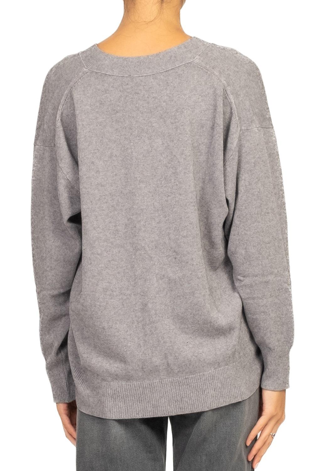 cardigan con bottoni oro 77045F GRIGIO VICOLO 