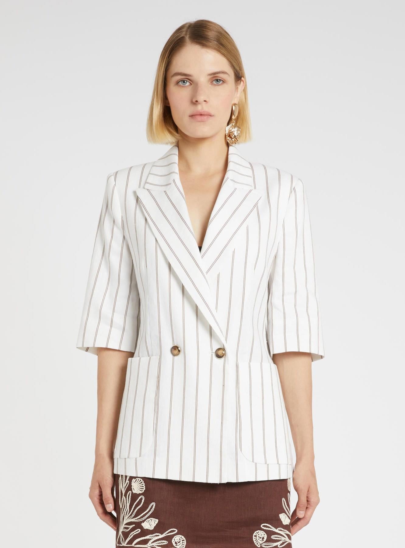 blazer in lino lattè MLLGONDOLA 001 MARella 