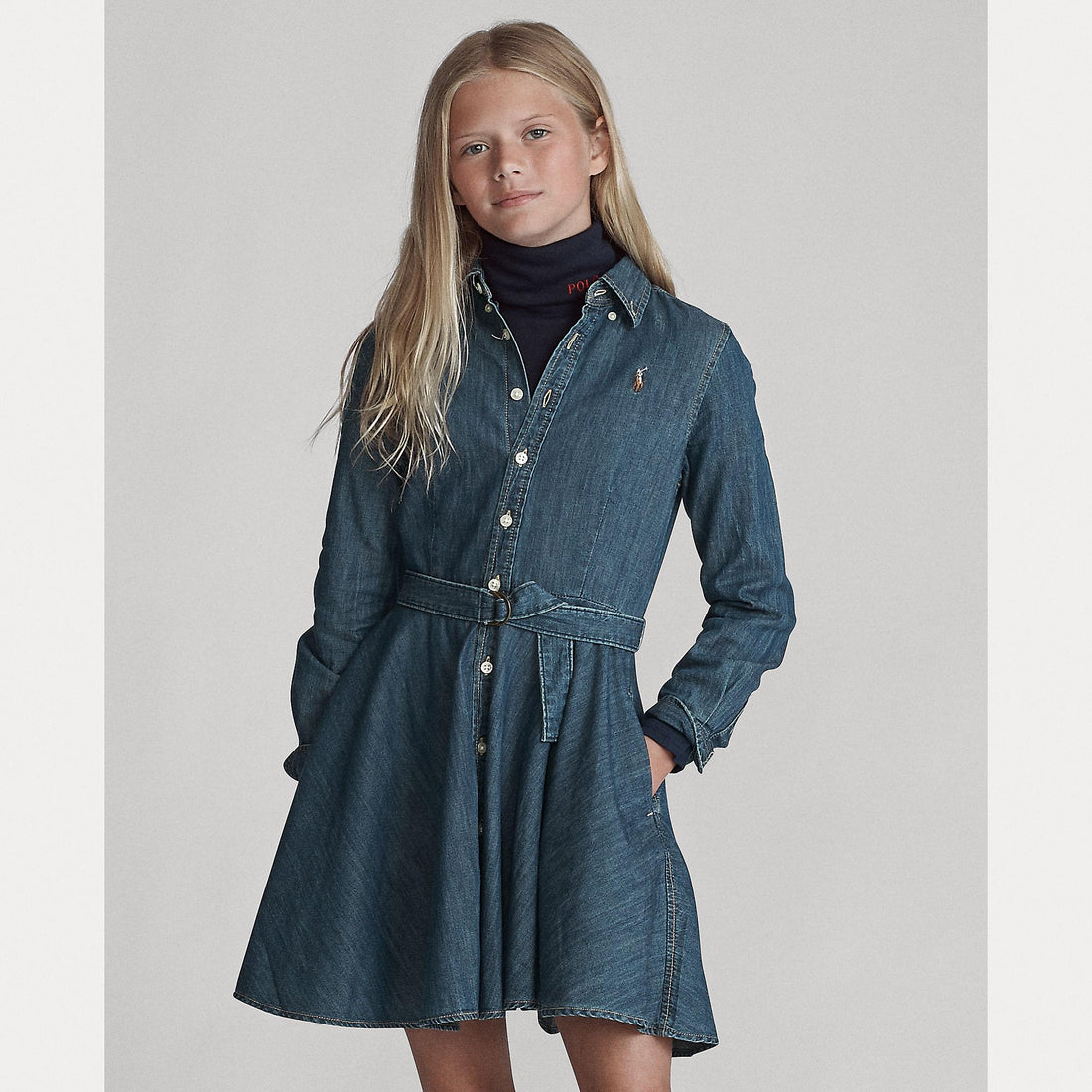 abito in denim con cinta 313-698860 001 RALPH LAUREN POLO 