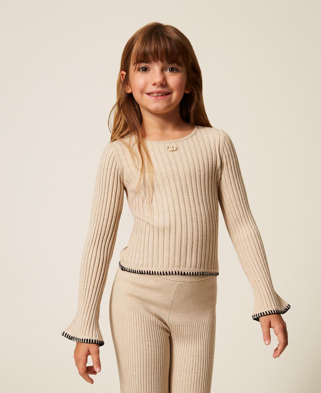 maglia baby a coste con ricamo 252GB3080 10884 TWINSET GIRL 