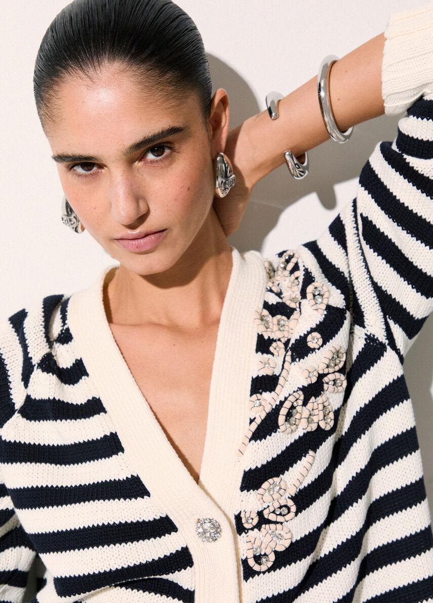 cardigan con ricamo gioiello WA6220MA07Q C3915 LIU JO WHITE 