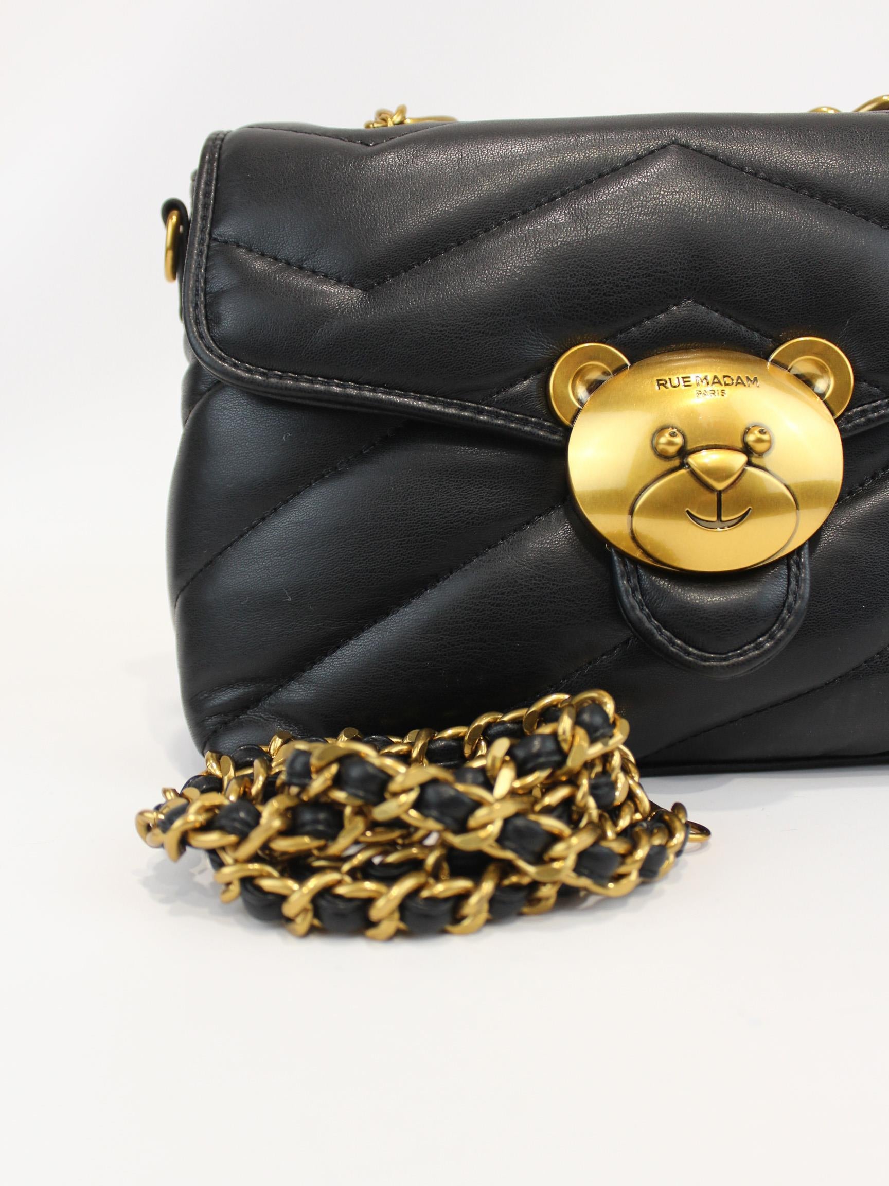 borsa teddy shoulder 1490 BLACK RUE MADAM PARIS 