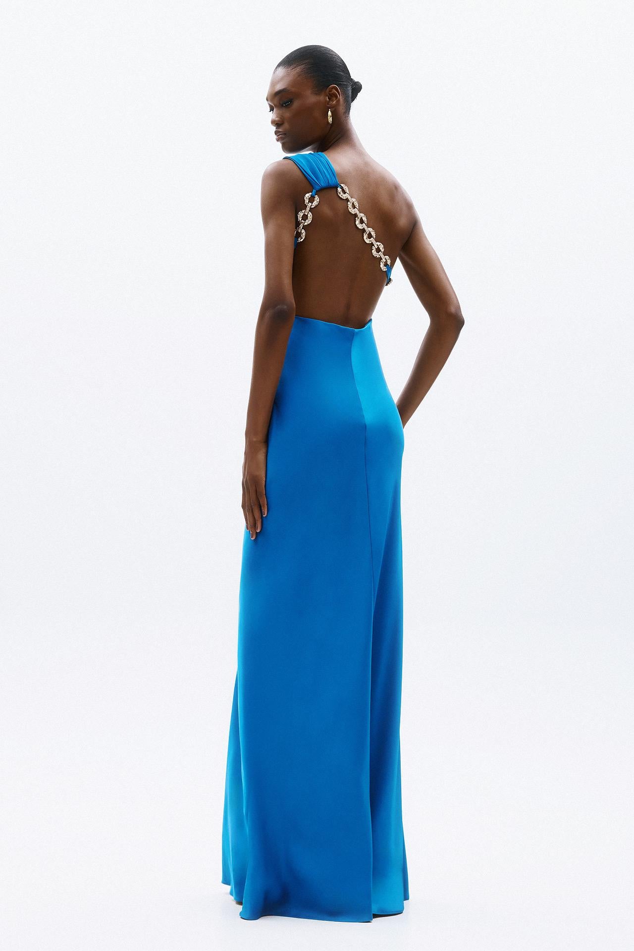 abito elegante con schiena scoperta A4809 OCEAN BLUE ALLURE 